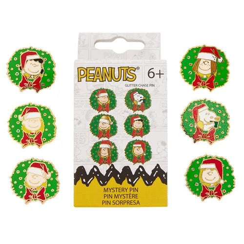 Loungefly Peanuts Snoopy and Gang Holiday Wreath Mystery Box Pins