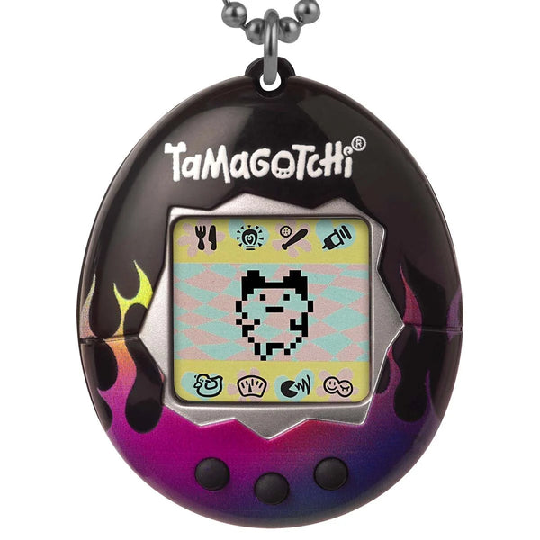Tamagotchi Gen 1 Classic Black & Purple Flames Digital Pet