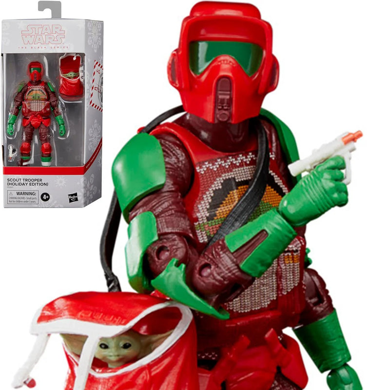 Star Wars The Black Series Scout Trooper (Holiday Edition) and Grogu 6-Inch Action Figures