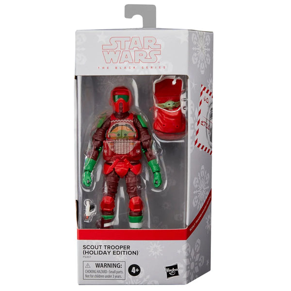 Star Wars The Black Series Scout Trooper (Holiday Edition) and Grogu 6-Inch Action Figure